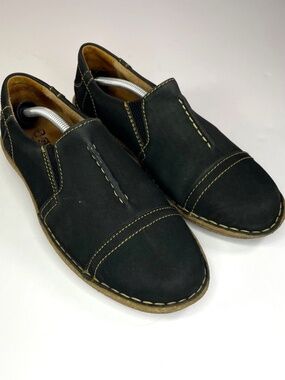 Born Women's Nampa Leather Slip On Loafers Black Suede Comfort Shoes Size 8/39